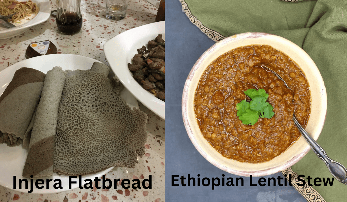 Ethiopian recipes with injera flatbread and flavorful stews