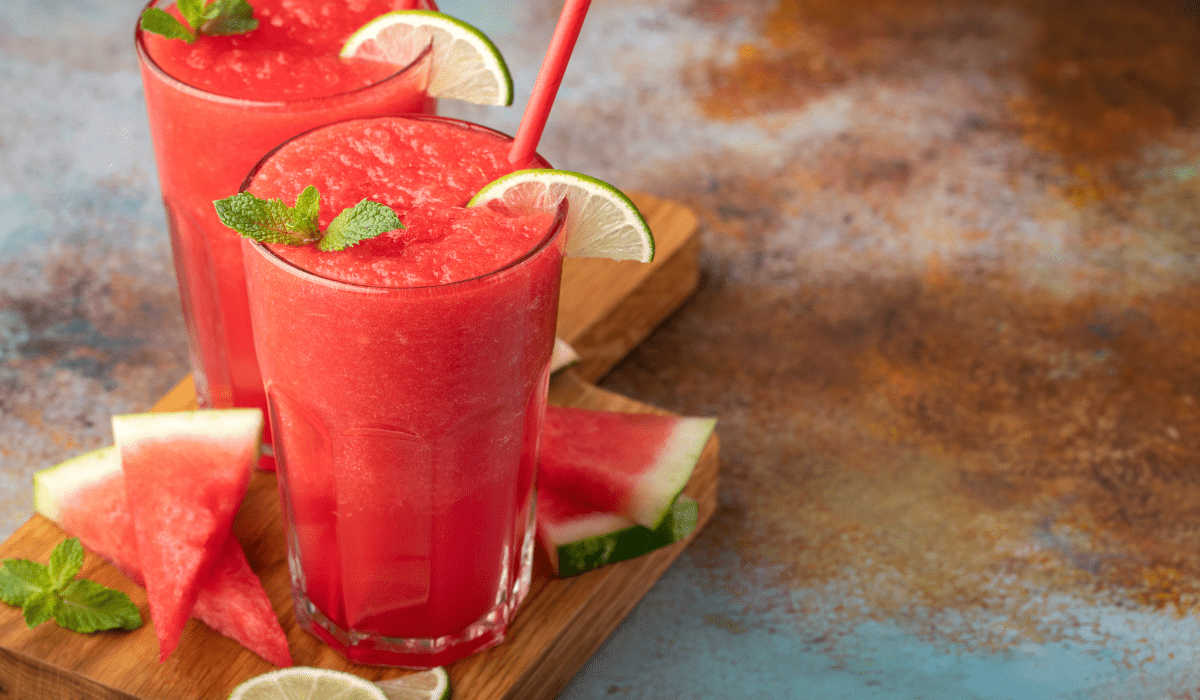 Muddle fresh watermelon chunks with a squeeze of lime juice and top with sparkling water